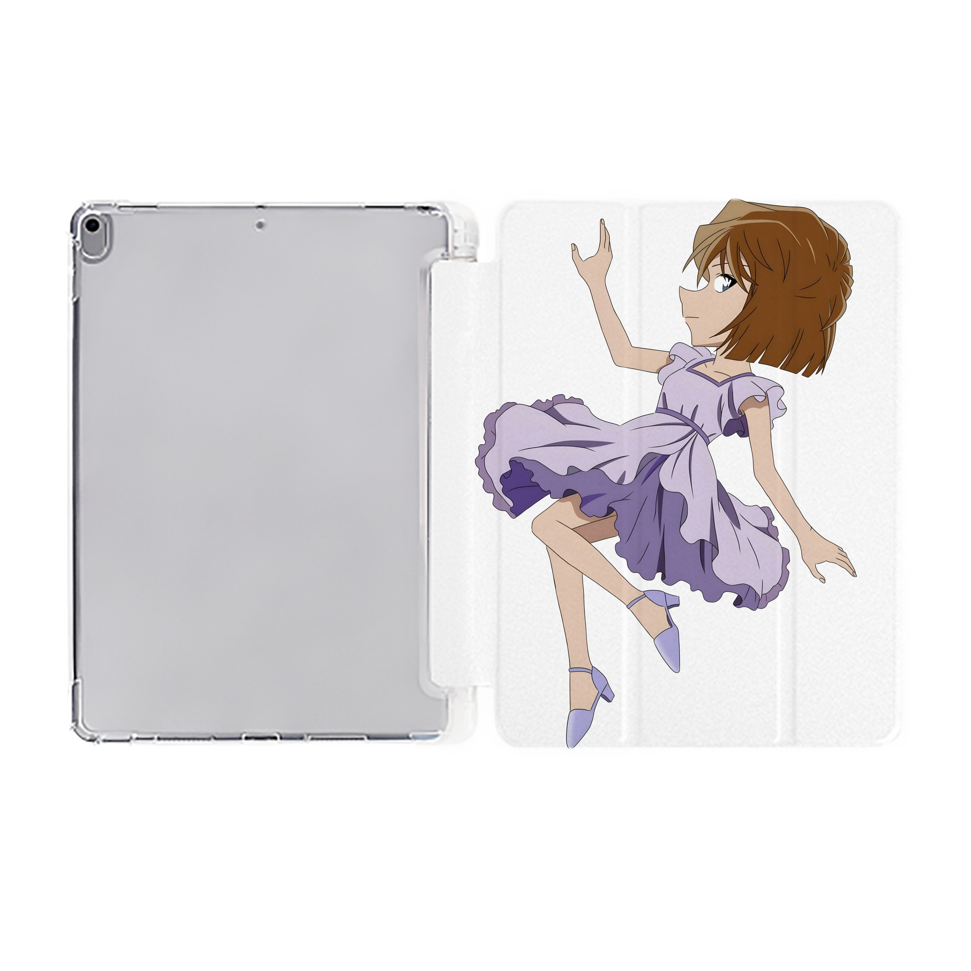 （画像用） 名探偵コナン 灰原 哀 はいばら あい Detective Conan Anita Hailey、Vi Graythorn Haibara Ai IPad ケース ペン収納付き 三つ折りスタンド PUレザー×シリコン 対応機種9.5/10.5/10.9インチ